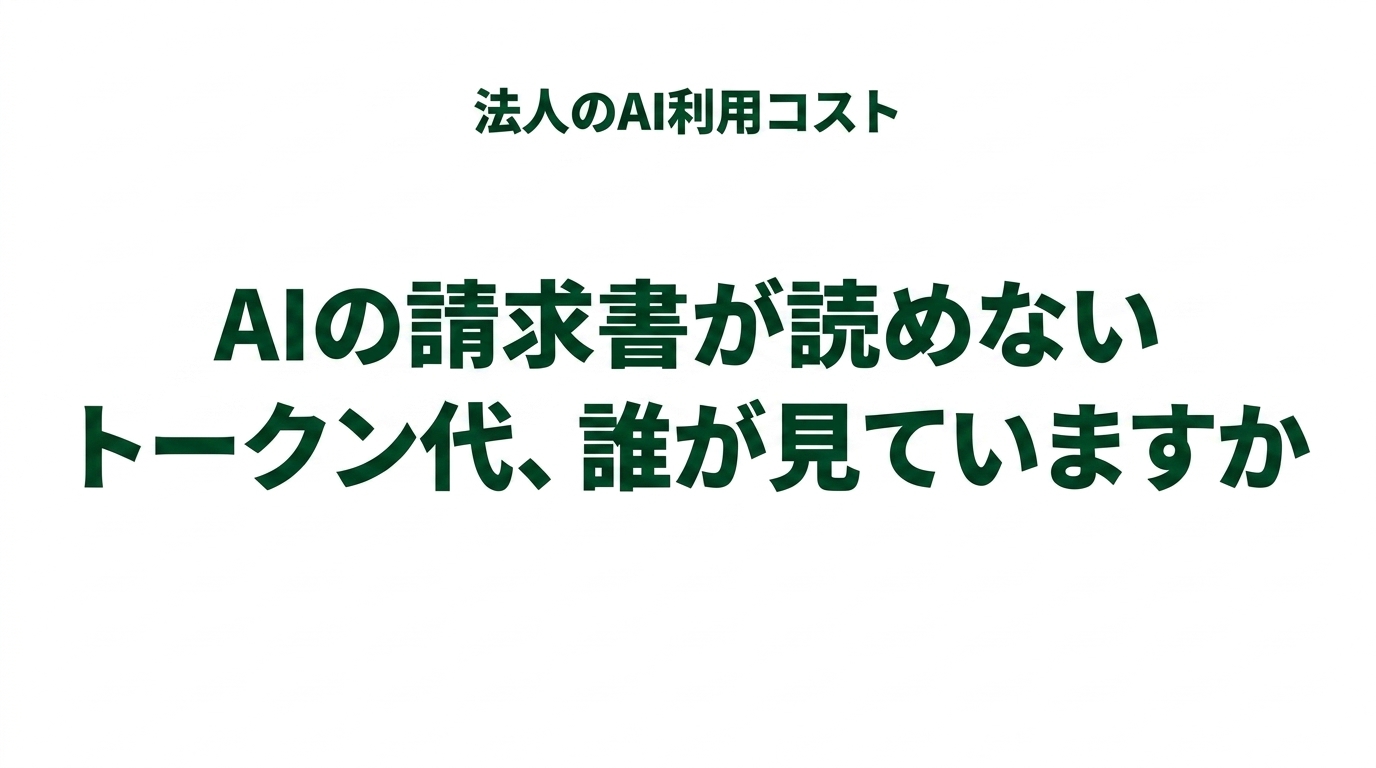AIの請求書が読めない|法人のトークン代、誰が見ていますか