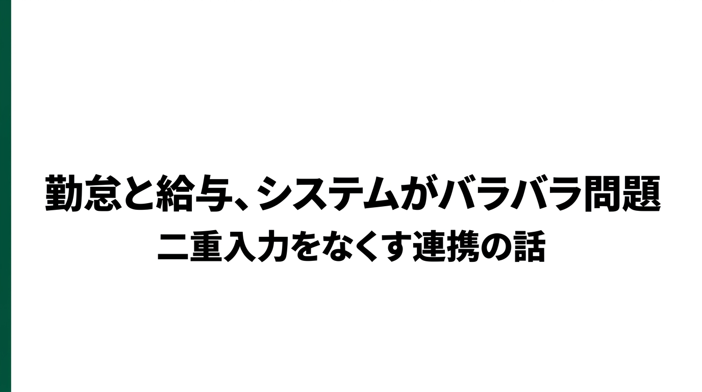 勤怠と給与、システムがバラバラ問題 ― 二重入力をなくす4つの連携