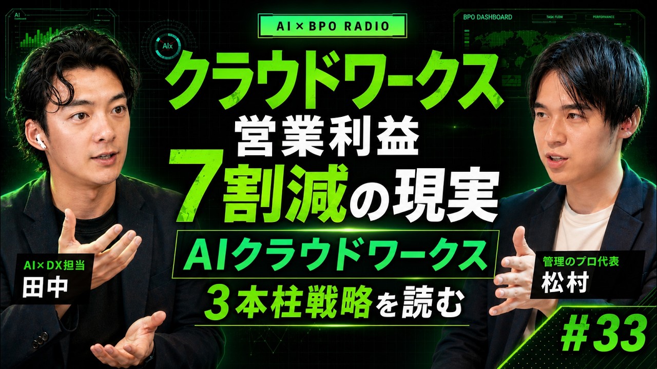 クラウドソーシングはAIに食われるのか|クラウドワークスQ2決算を一次資料で点検【AI×BPOラジオ #33】